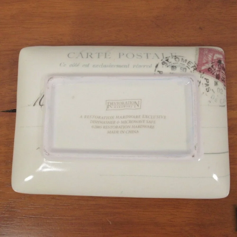Restoration Hardware 3 Appetizer Plates Paris Theme Trinket Dish Carte Postale
